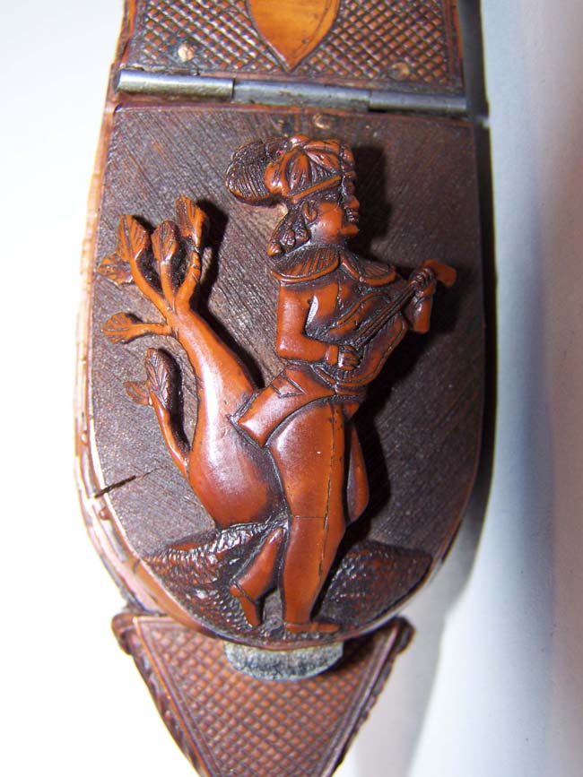 A Fine Napoleonic Period Carved Coquilla Nut Snuff Box in the Form of a 100 Gun Man-of-War circa 1795-1810. — image 2